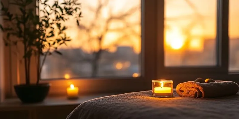 przygotowanie miejsca do masażu domowego, relaksująca atmosfera masażu