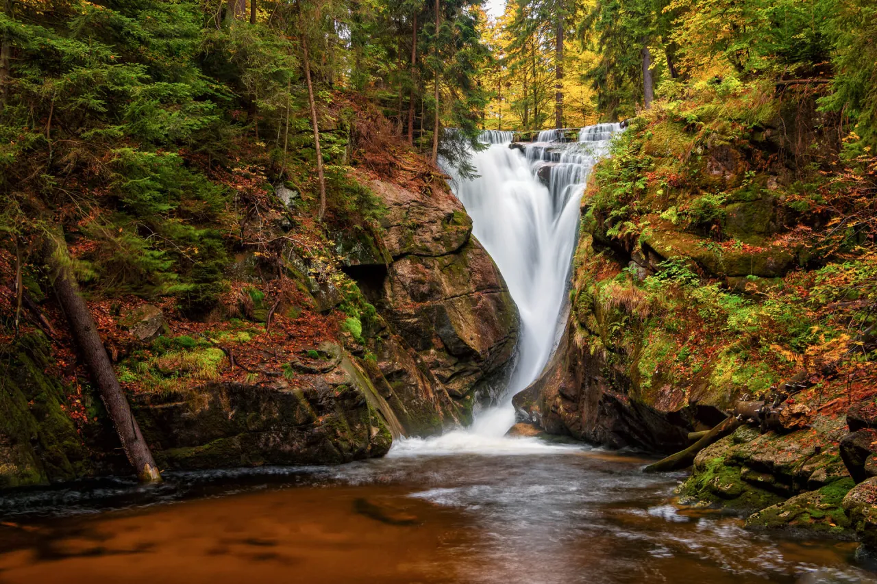 Wodospad Kamieńczyka i Szklarki krajobraz Karkonoszy