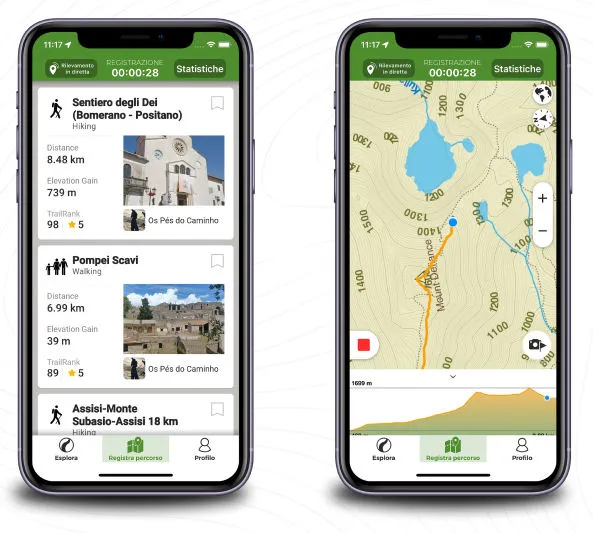 interfaccia app trekking mappe offline