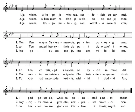 Nuty pieśni Ja wiem w kogo ja wierzę
