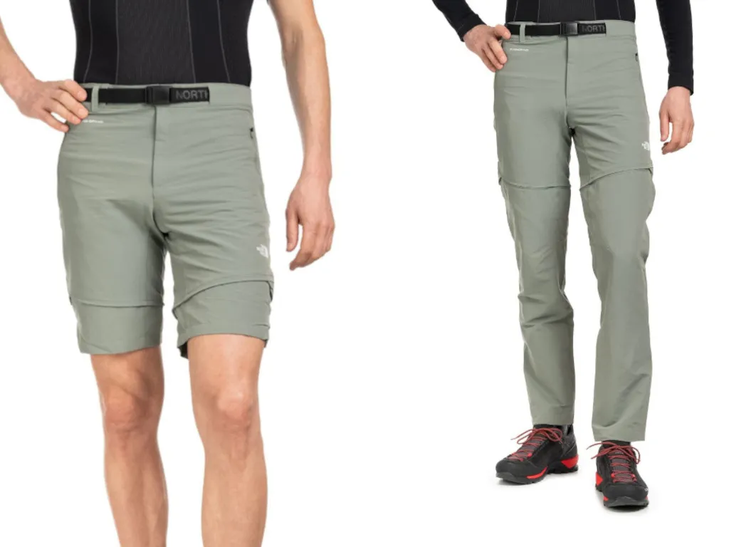 por&oacute;wnanie spodni trekkingowych długich, kr&oacute;tkich i z odpinanymi nogawkami leżących obok siebie