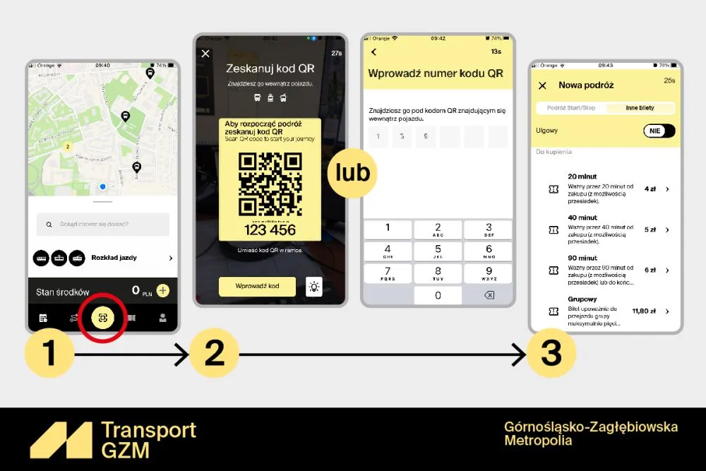 Aplikacja Transport GZM interfejs
