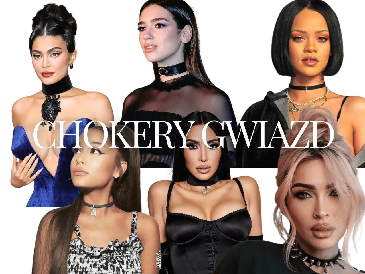 Stylizacje z chokerem, choker do dekoltu V, choker z dłuższym naszyjnikiem