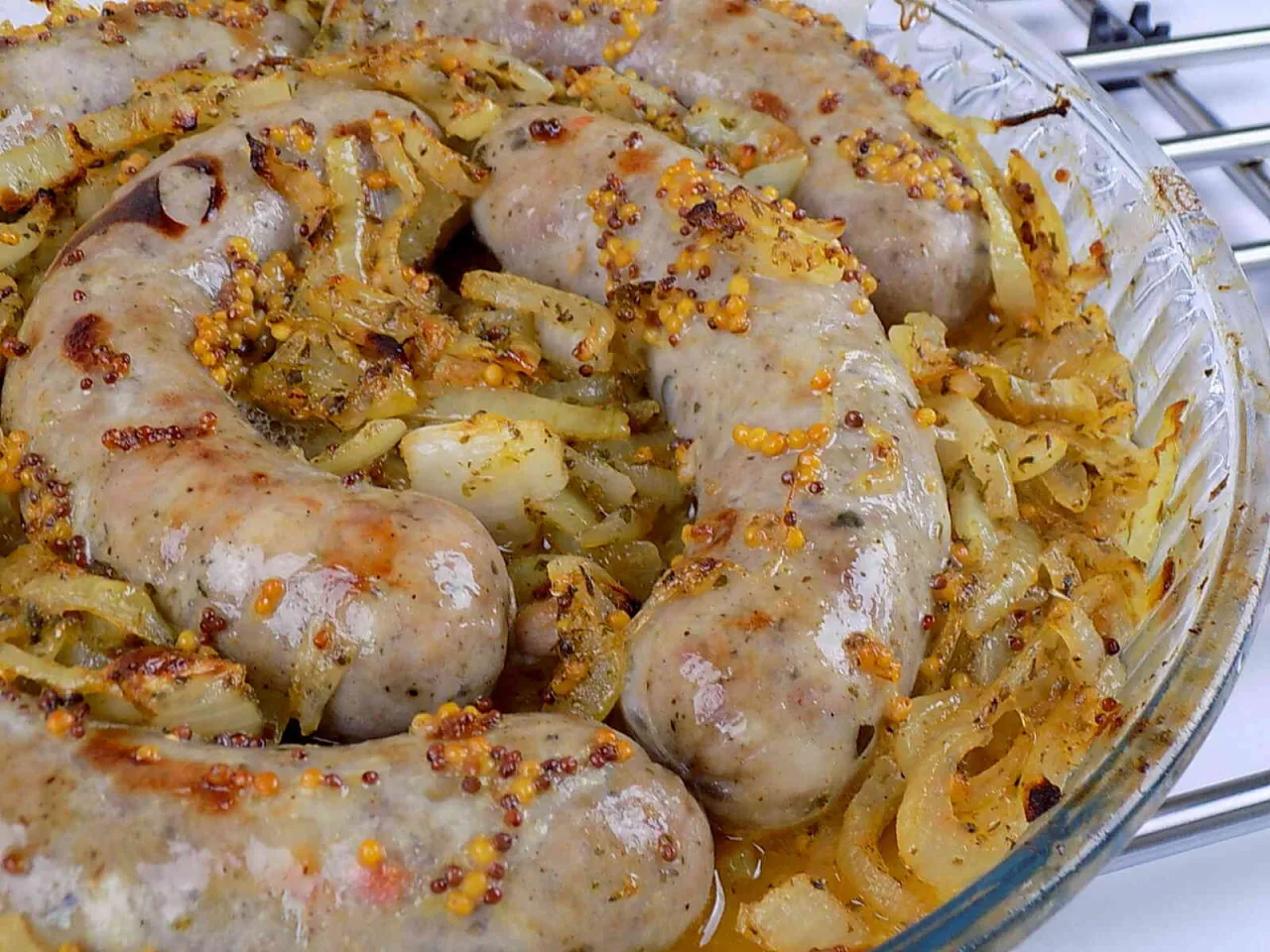 pieczona biała kiełbasa