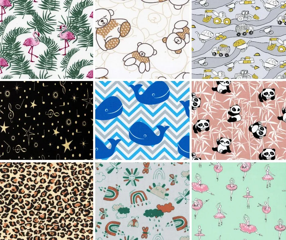 różne materiały na ubranka dla dzieci