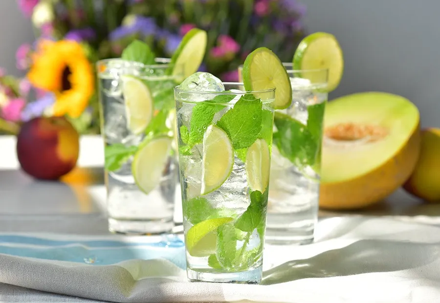 prosty drink z wódką cytrynową w szklance z miętą