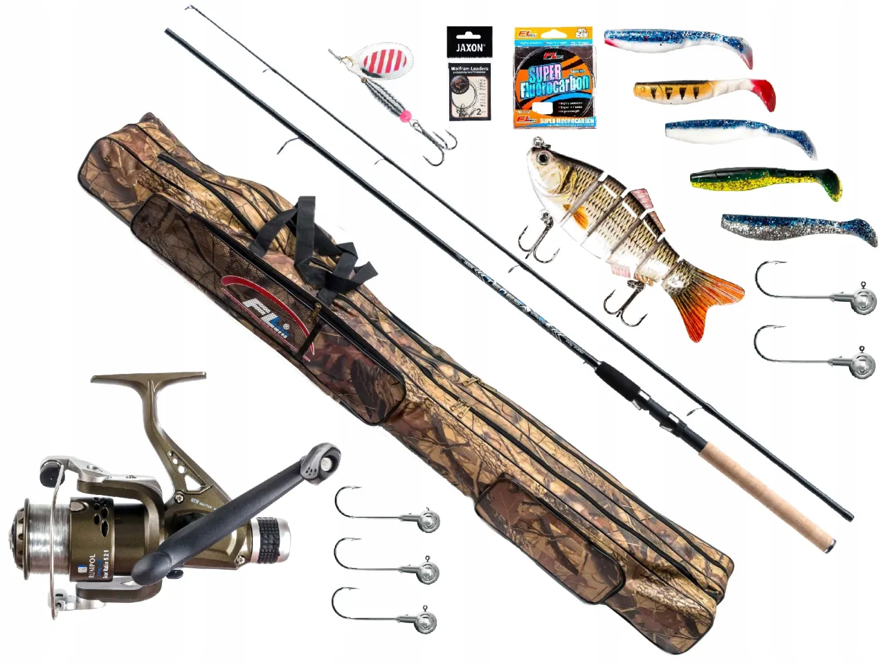 Wędkarz spinningowy nad wodą z torbą lub plecakiem