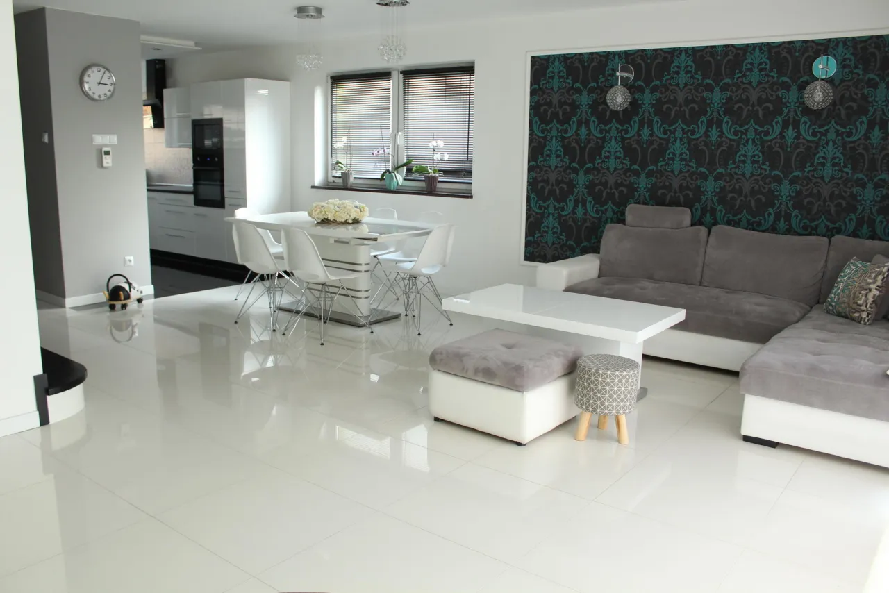 Nowoczesny salon z jadalnią otwarty plan