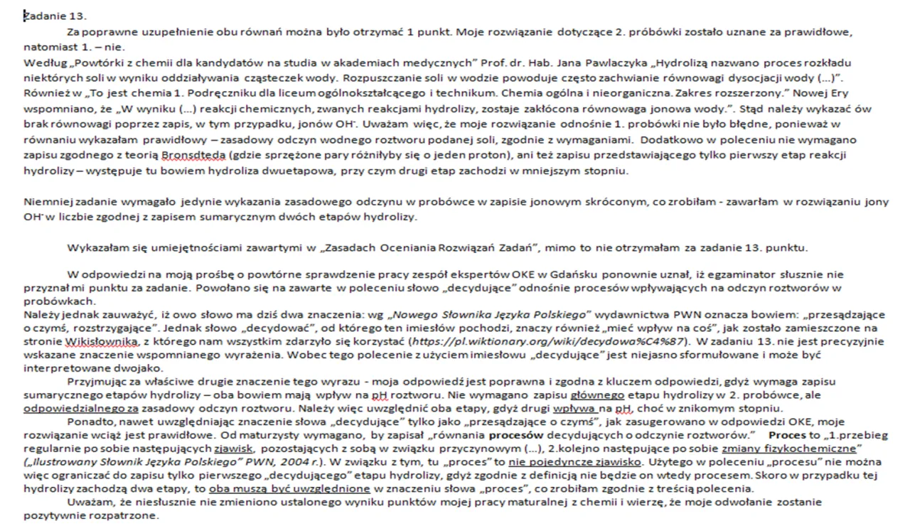 Odwołanie od matury: czy warto? Analiza zadania z chemii, gdzie kluczowe było zrozumienie znaczenia słowa 