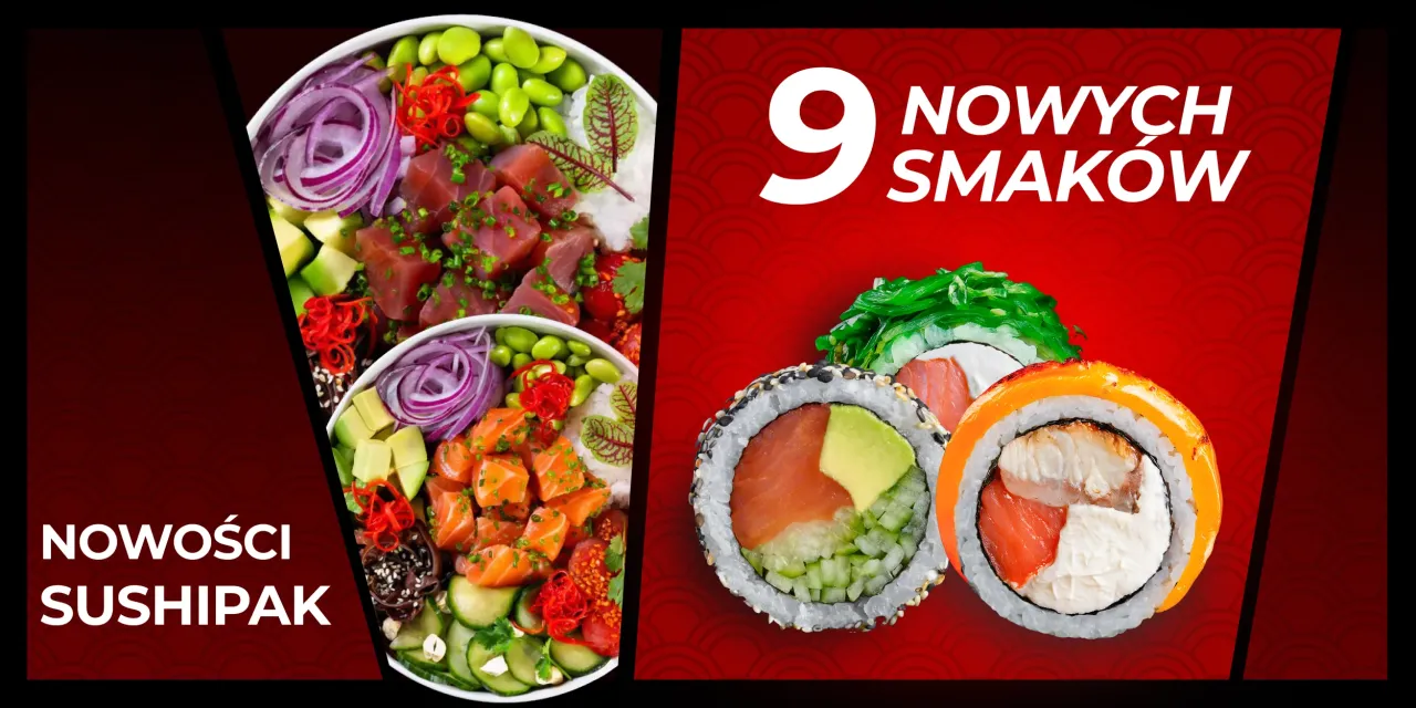 Nowości Sushipak w Szczecinie: 9 nowych smak&oacute;w sushi i poke bowls z łososiem i tuńczykiem.