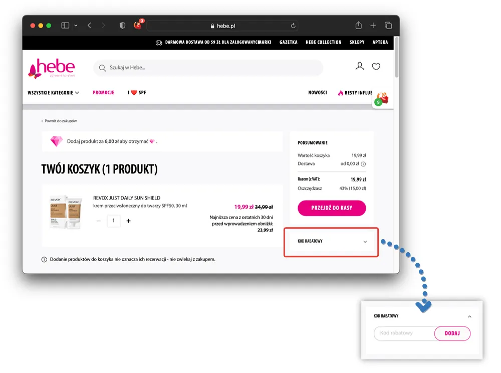 Aplikacja Hebe promocje i kupony