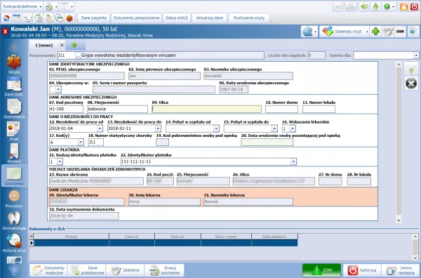 lekarz wystawia zwolnienie e-ZLA