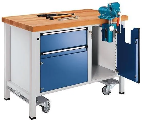 Stół warsztatowy z szufladami i imadłem