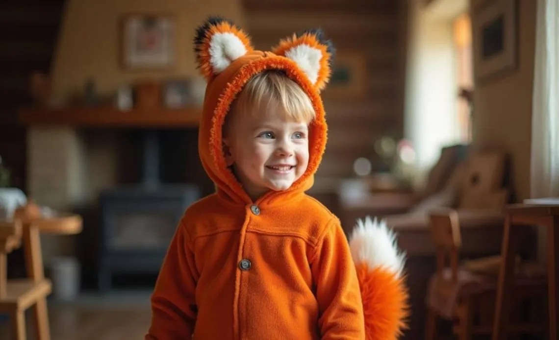 dziecko w stroju lisa DIY