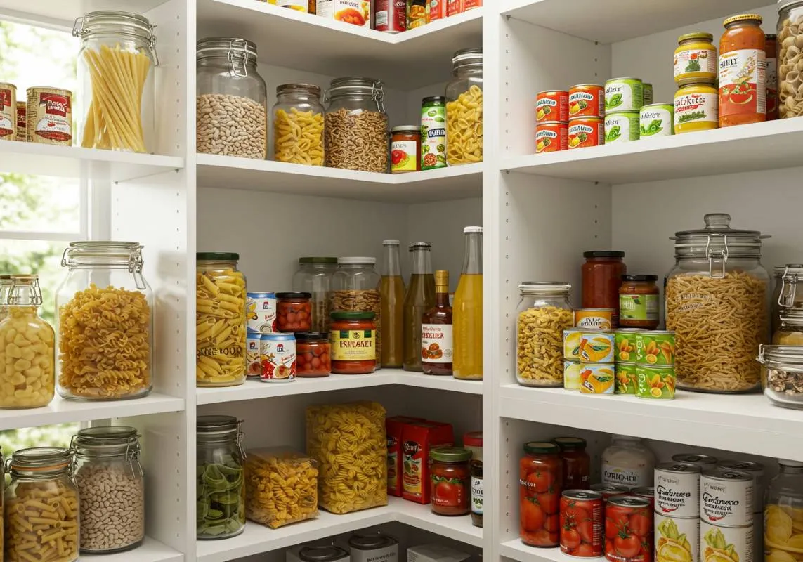 Podstawowe produkty spożywcze w spiżarni