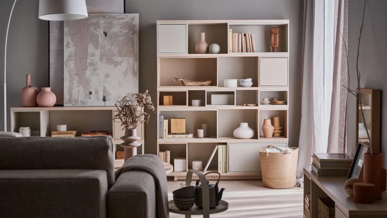 Zdjęcie Co postawić na regale w salonie? 10 inspirujących pomysłów na dekoracje