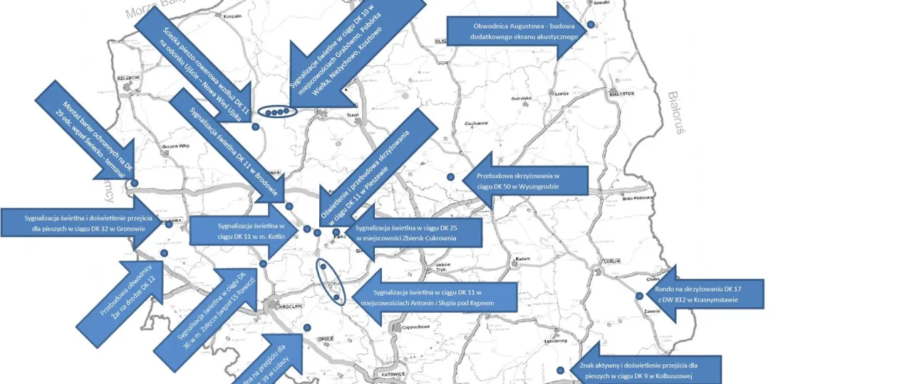 Mapa osiedla z zaznaczonymi drogami publicznymi i wewnętrznymi