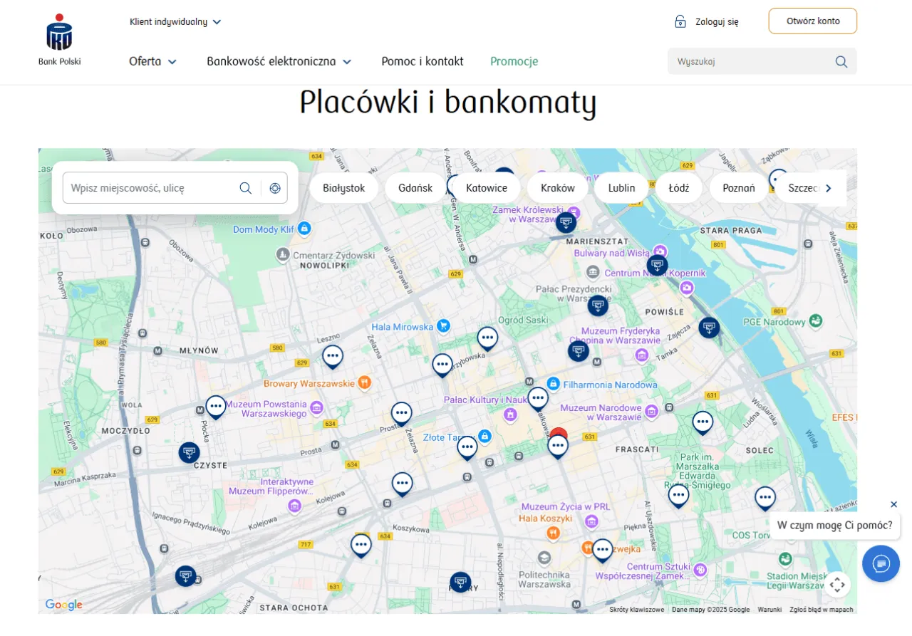 Mapa wpłatomatów mBanku