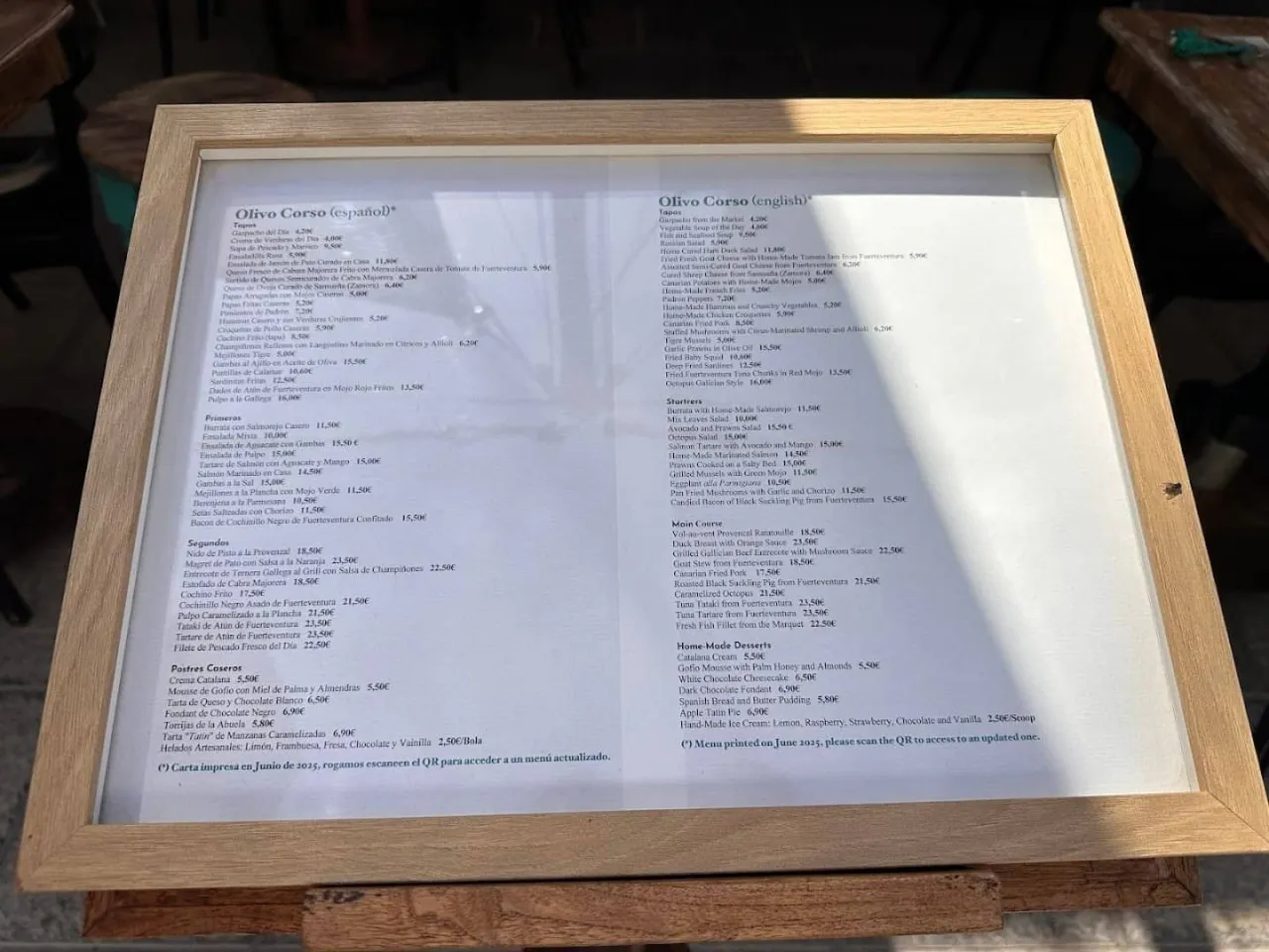 Menu del dia Fuerteventura