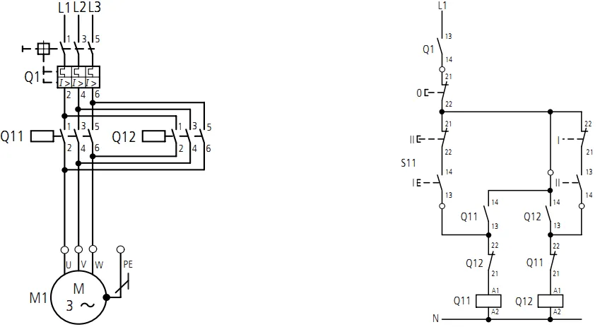 schemat podłączenia stycznika 3 fazowego z obwodem sterowania