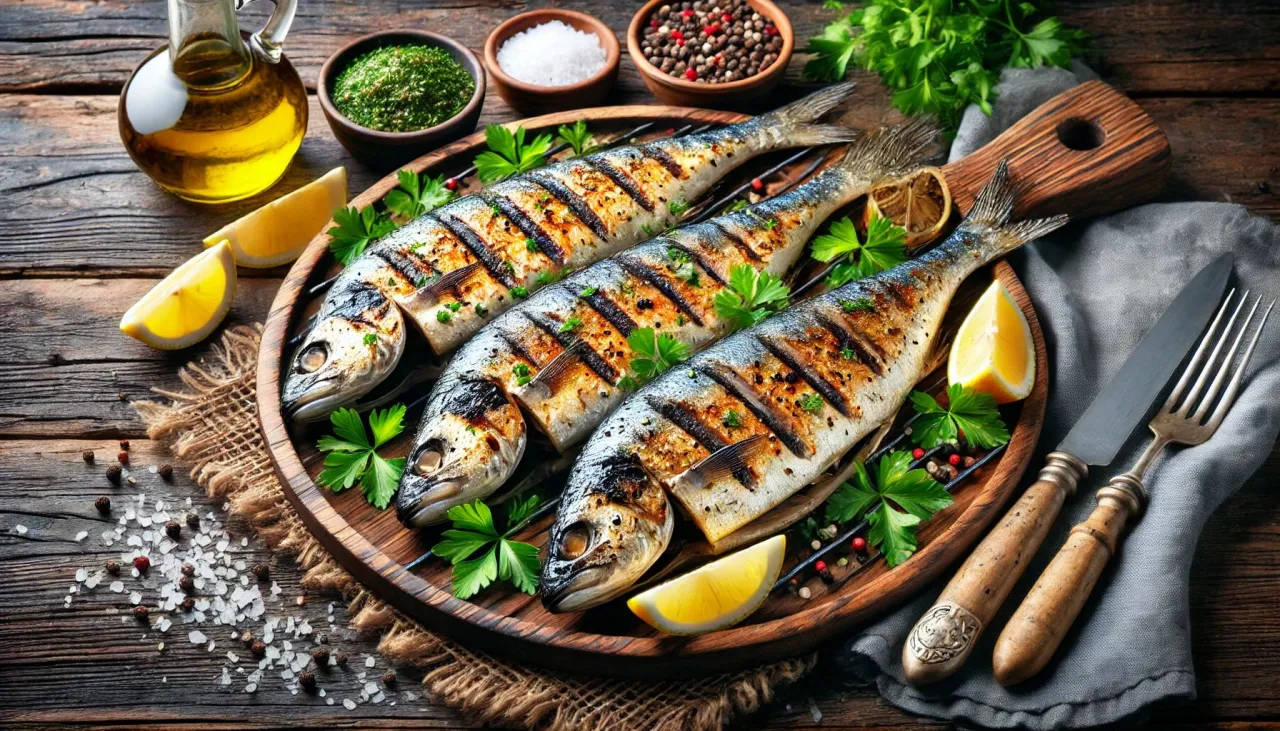 Alose fra&icirc;che sur &eacute;tal de poissonnier ou alose grill&eacute;e sur barbecue