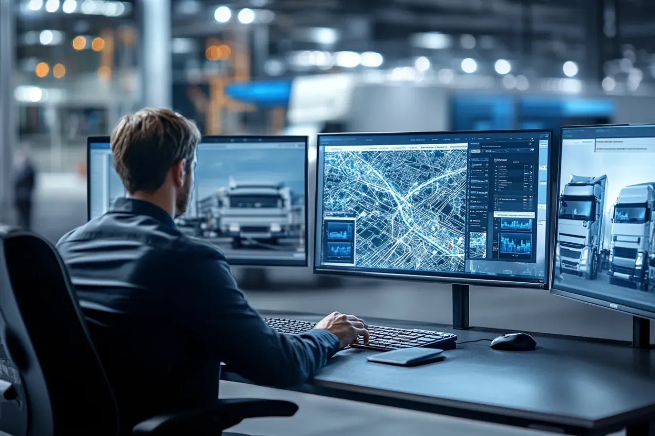 osoba obsługująca system TMS na komputerze