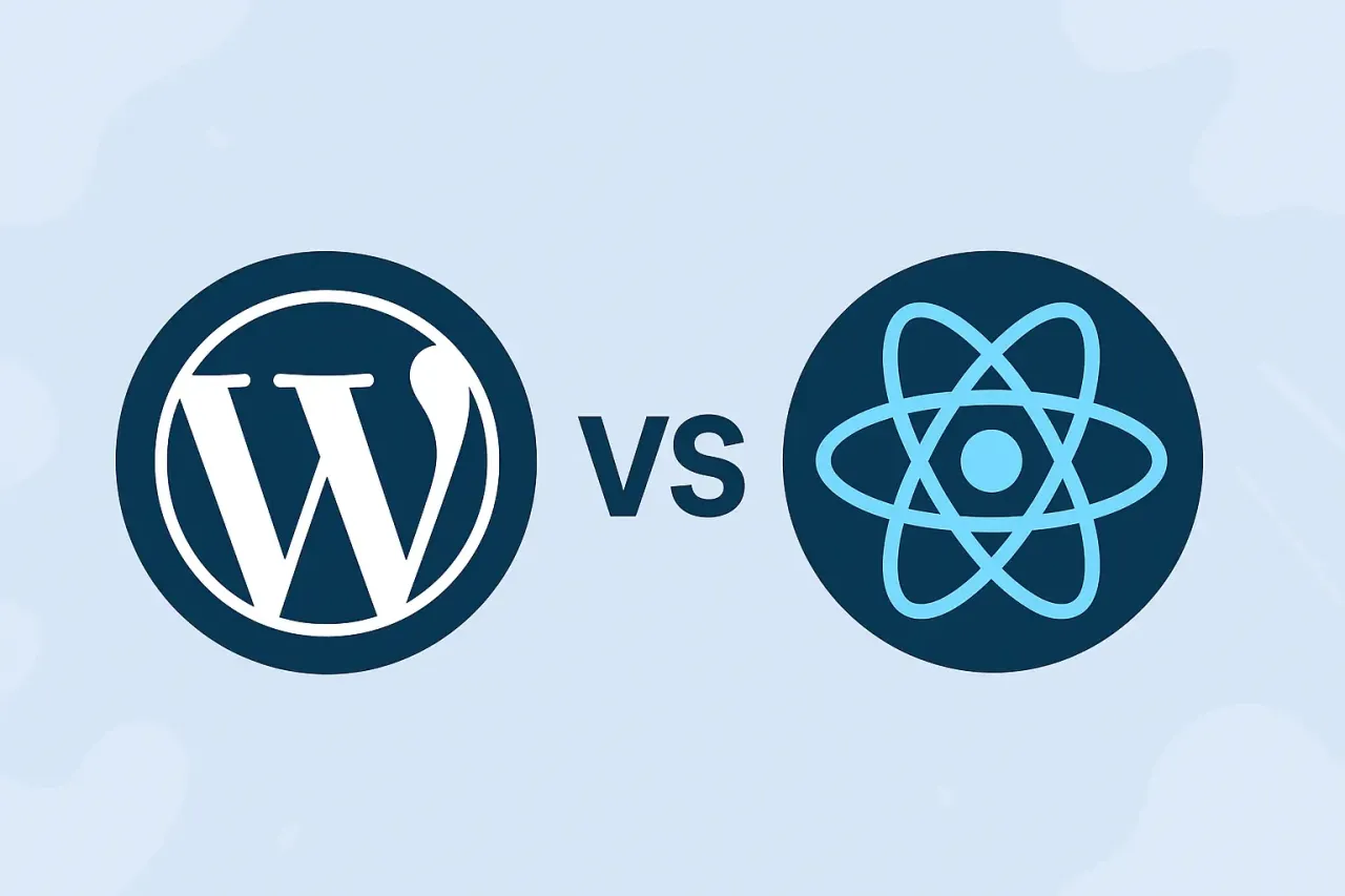 Logo WordPress kontra logo React. Co to jest WordPress? To popularny system do tworzenia stron.
