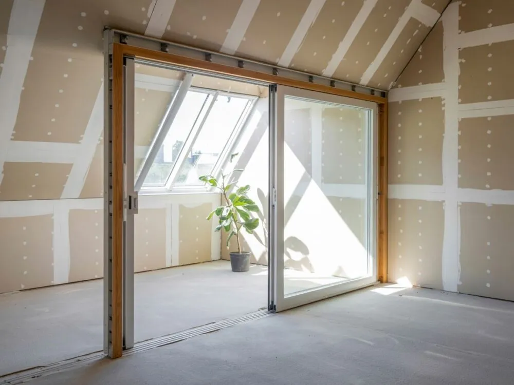 gotowe drzwi pod skosem, zamontowane drzwi na poddaszu