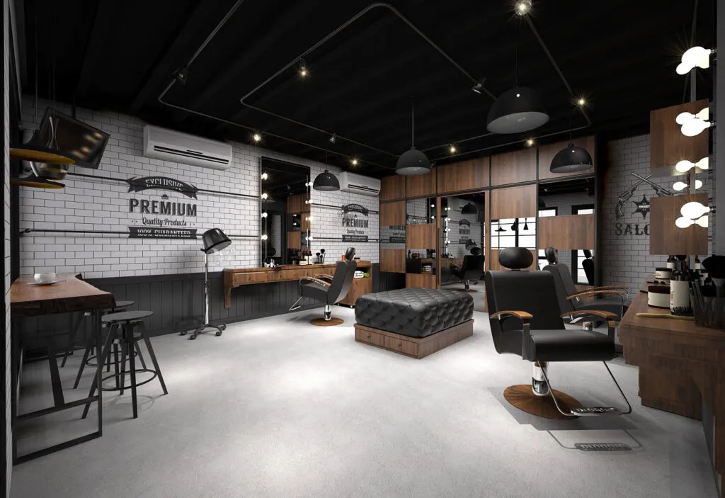 Luksusowy salon barberski wnętrze