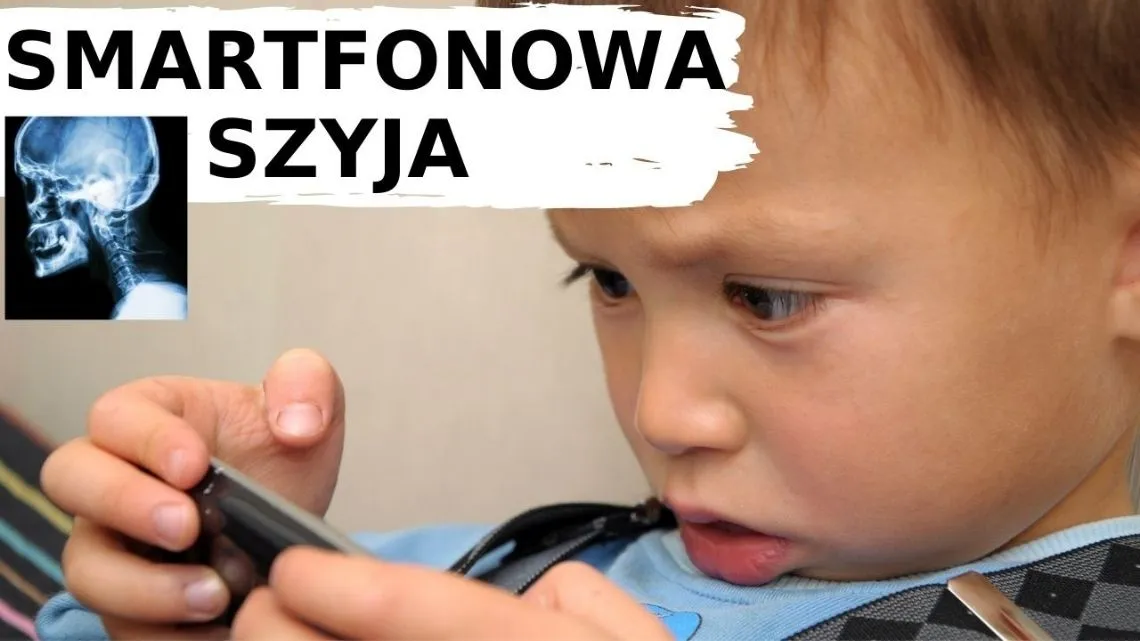 dziecko z b&oacute;lem karku od telefonu