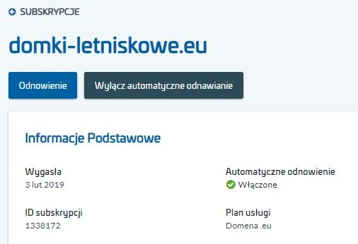 Automatyczne odnawianie domeny panel klienta