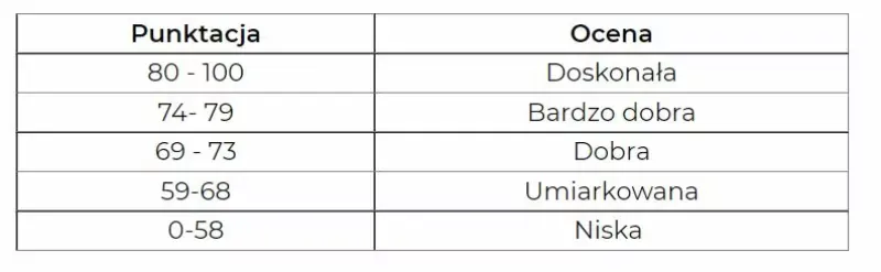 Przykładowy scoring BIK, wykres oceny punktowej BIK