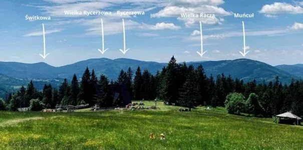 panorama z Krawcowego Wierchu Beskid Żywiecki