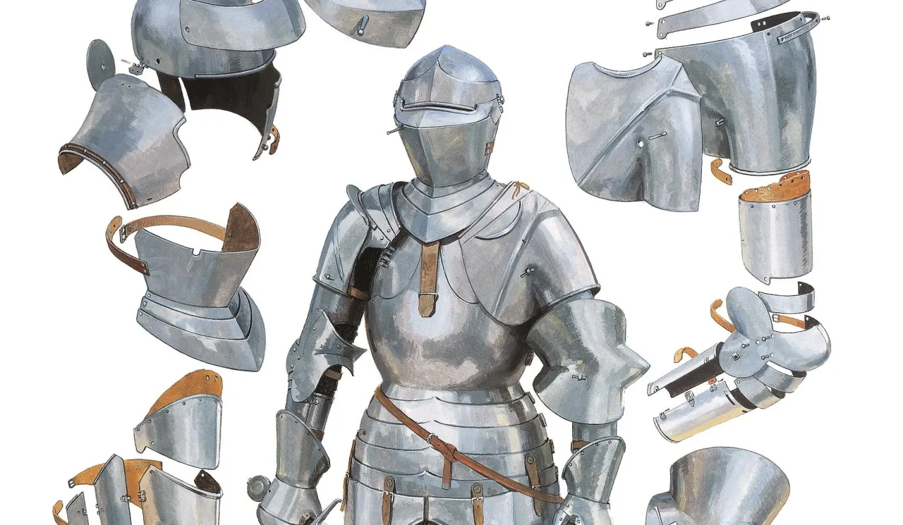 średniowieczny rycerz w pełnej zbroi