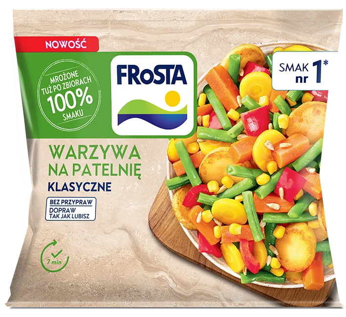 mrożone warzywa na patelni chrupiące