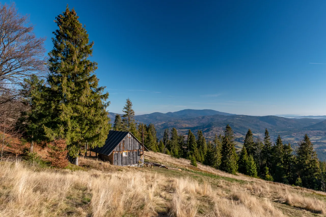 Bac&oacute;wka na Muńcole z widokiem na g&oacute;ry