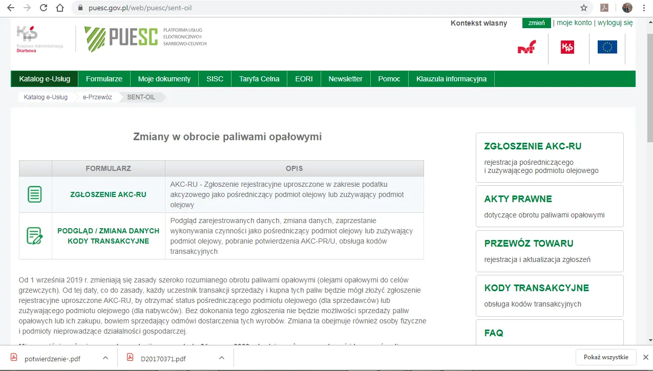 Platforma PUESC rejestracja konto firmowe