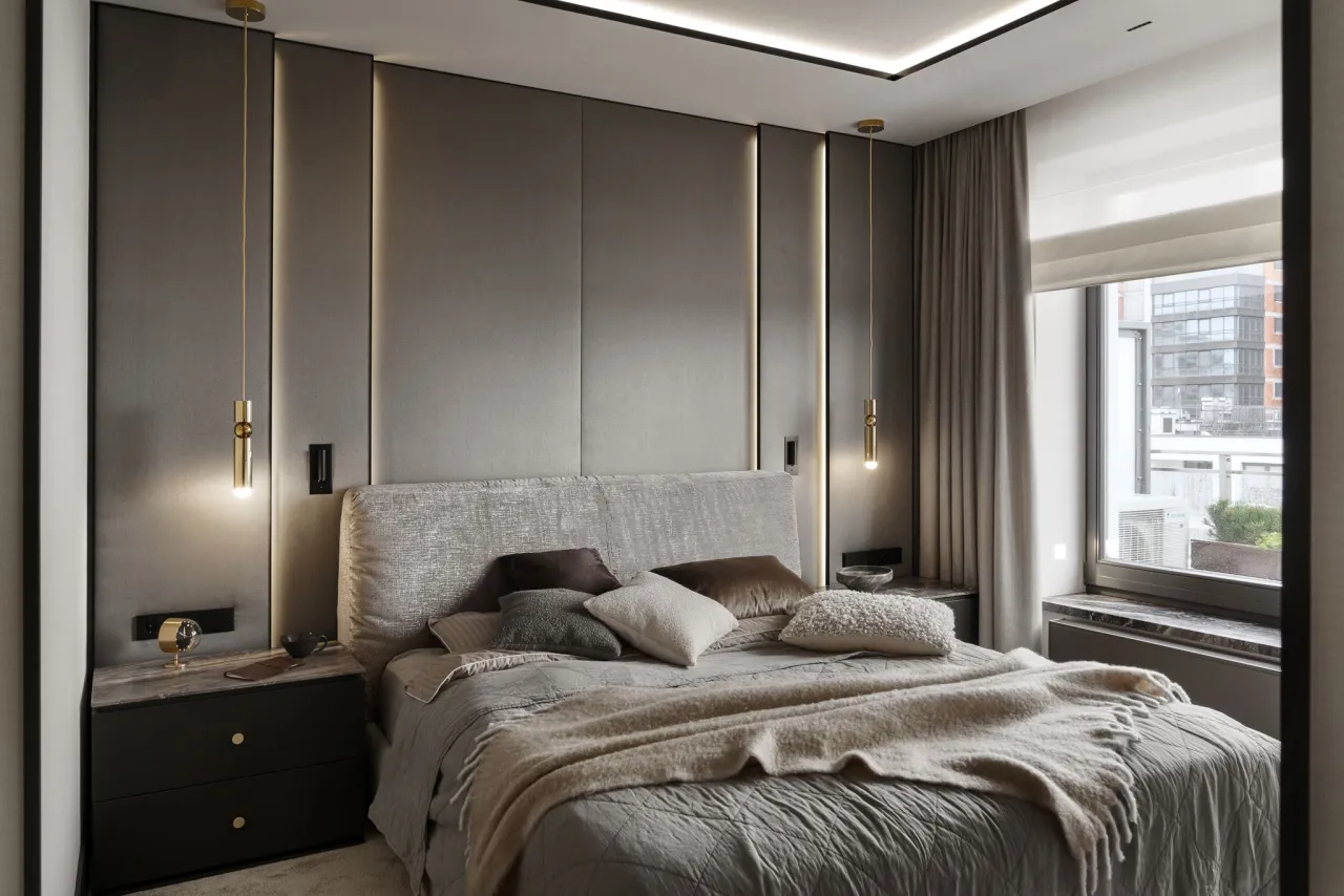 oświetlenie warstwowe mała sypialnia