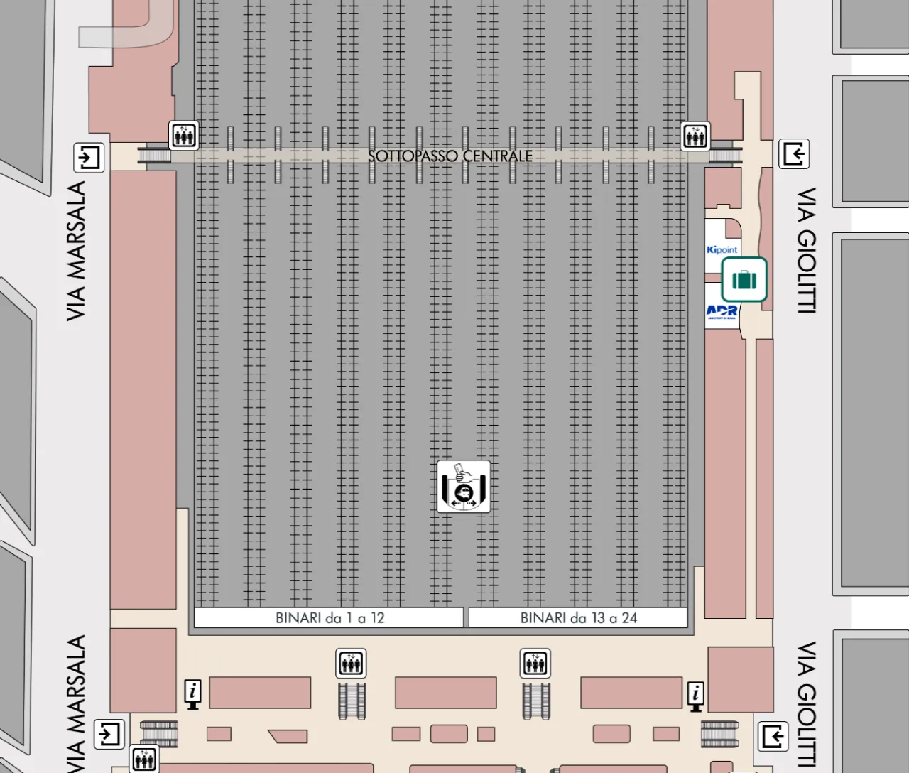 Mappa deposito bagagli alternativi Roma Termini