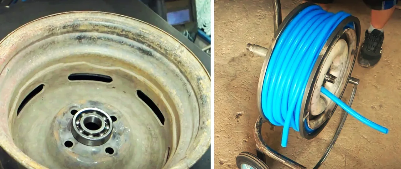 Bęben na wąż ogrodowy z felgi samochodowej