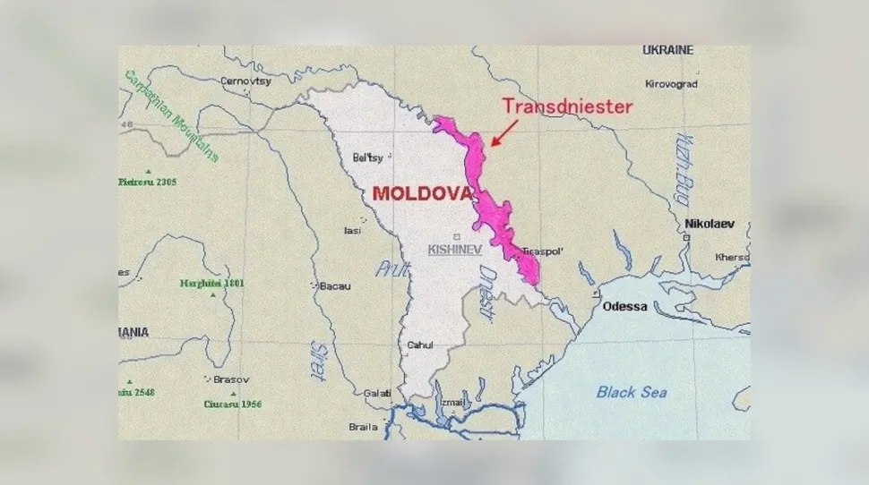 Mapa Naddniestrza z zaznaczonym Tyraspolem