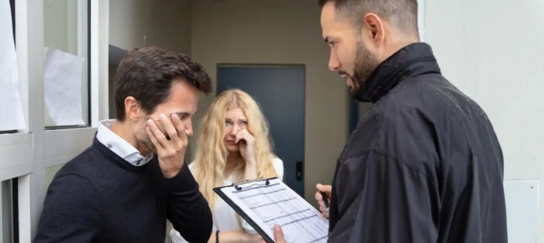 Komornik sądowy przy pracy