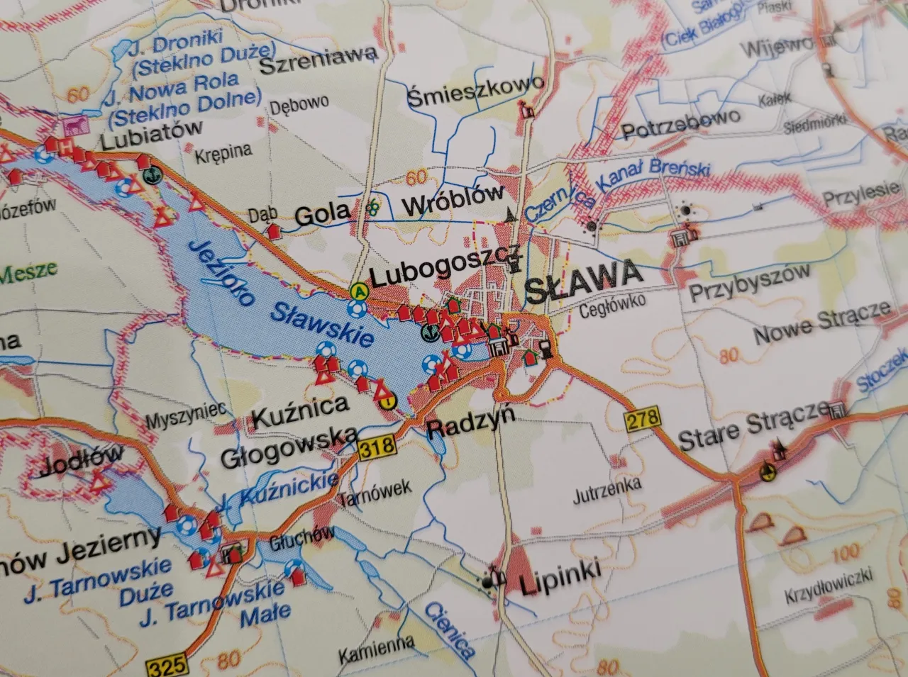 Mapa jezior lubuskich