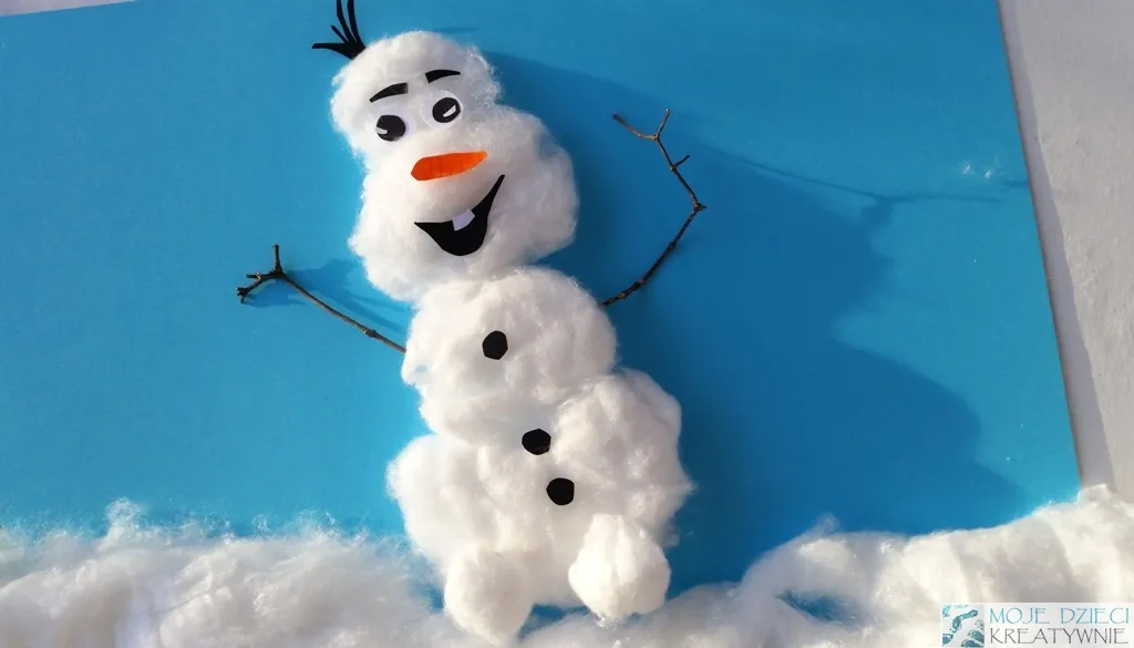 kartka świąteczna bałwanek z waty