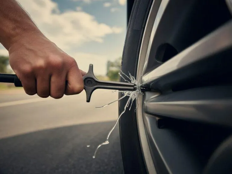 Samoch&oacute;d po nagłym przebiciu opony utrata kontroli