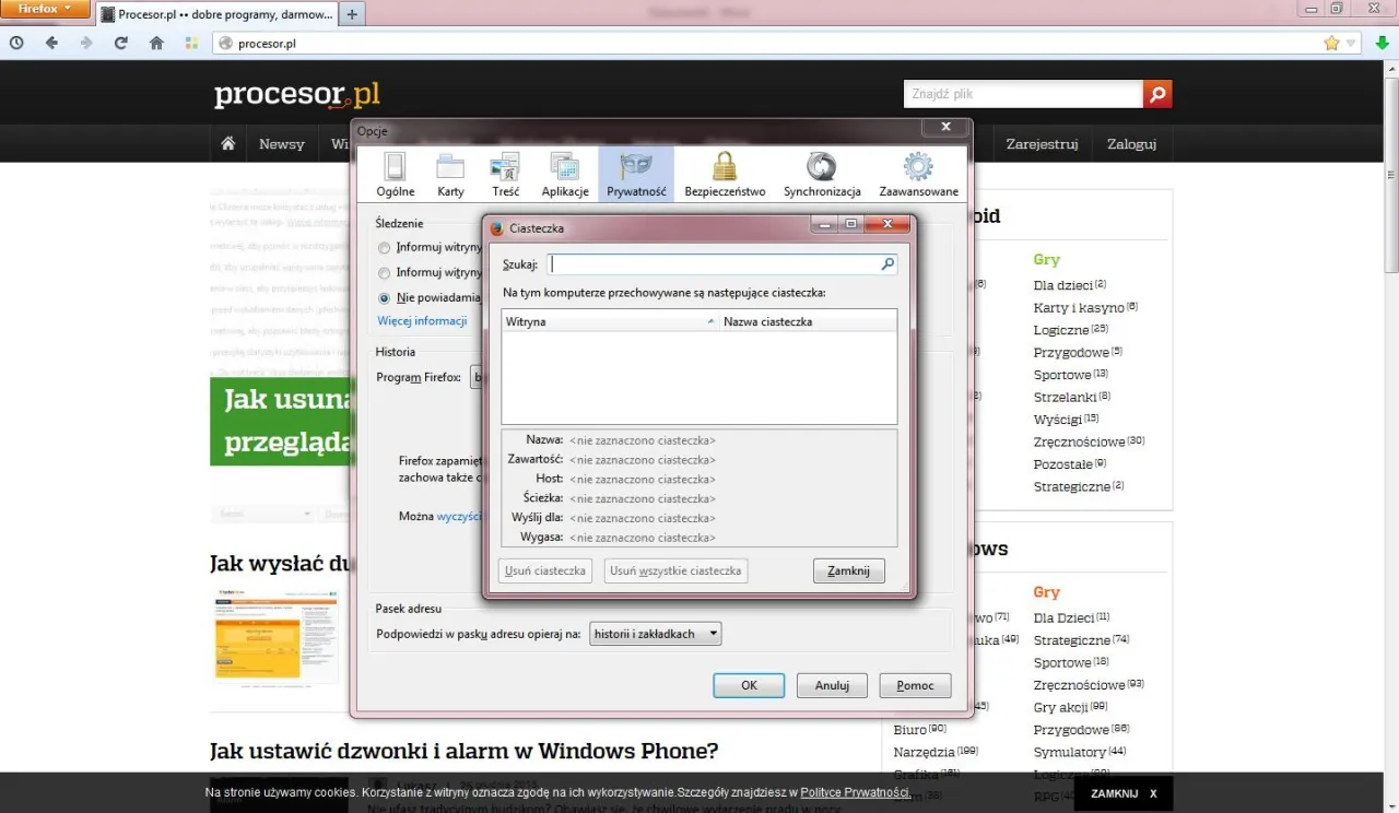 historia przeglądania firefox