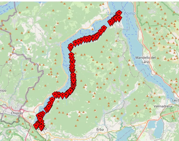 Bellagio Varenna Menaggio mapa Jeziora Como
