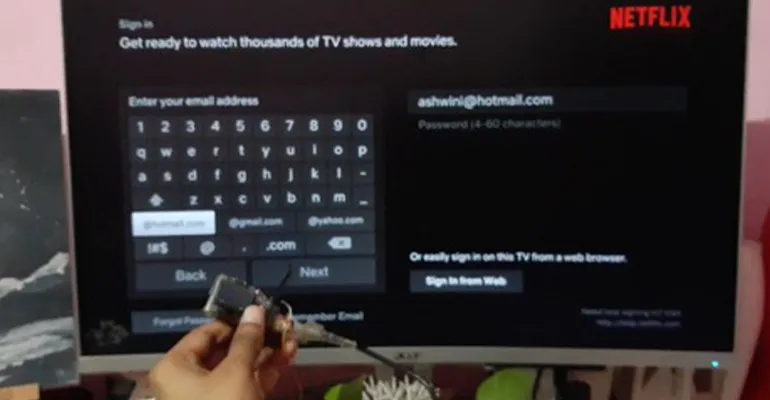 ekran logowania netflix na telewizorze