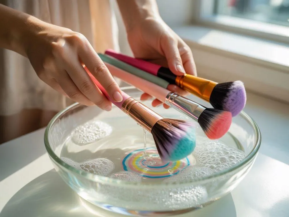 Harmonogram mycia pędzli do makijażu infografika