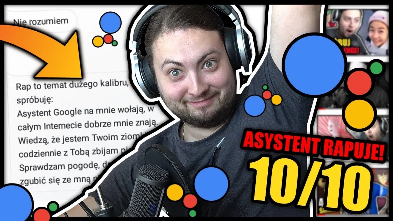 Asystent Google wykonujący różne czynności, np. śpiewający, beatboxujący